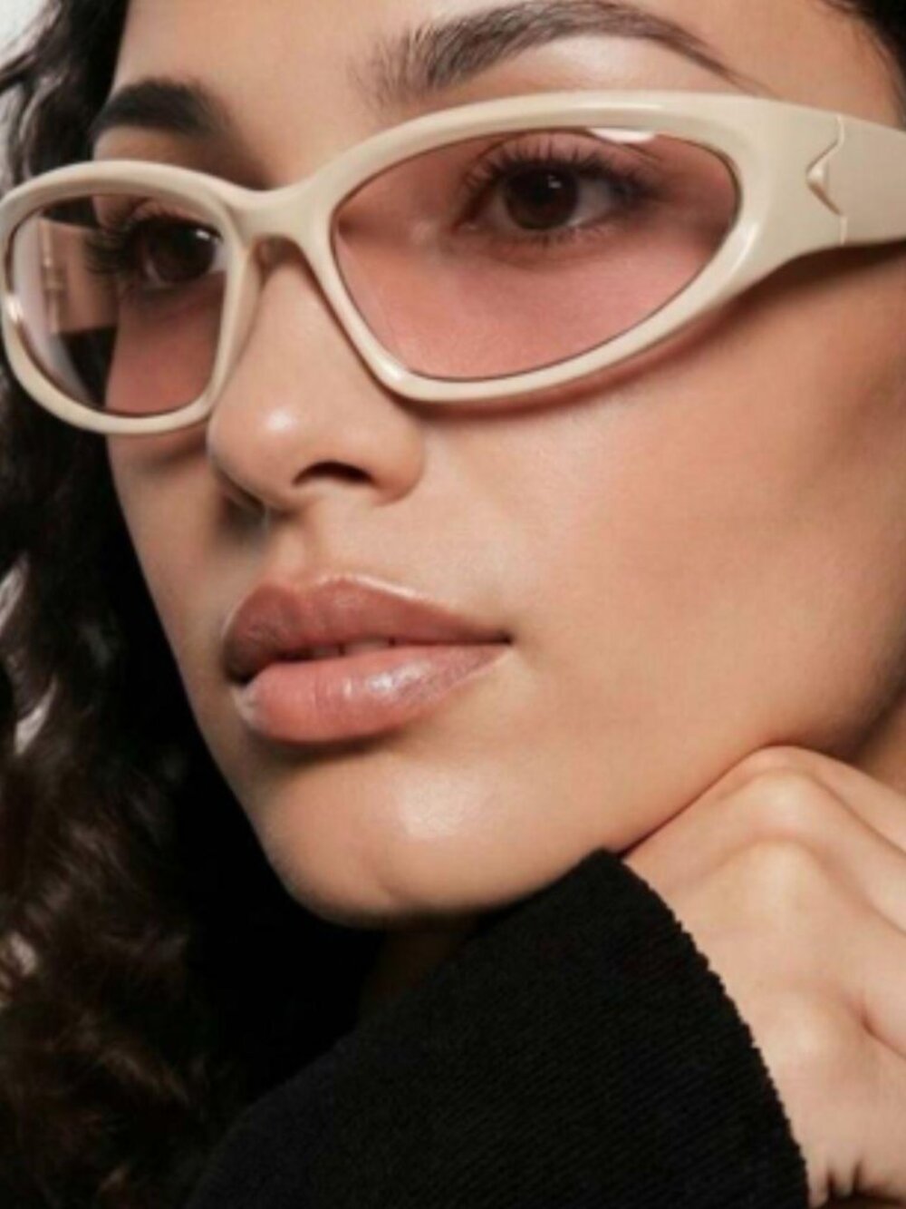 Jaspin Y2K Wrap Around Shades, Cream Frames — Brand New in Box